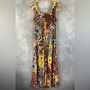 Vintage Indorables Midi Dress Womens M / L Animal Print Floral 60s *See Descrip*